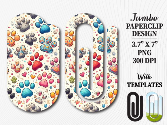 Animal Paw Print Jumbo Paperclip Design for Creative Projects