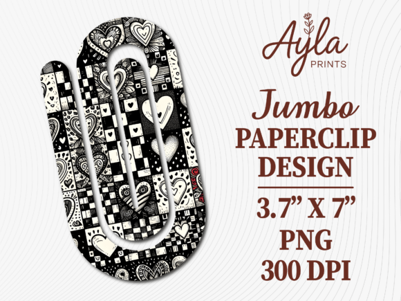 Black and White Pattern Jumbo Paperclip