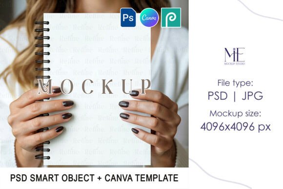 Blank Spiral Notebook Mock Up with Hands