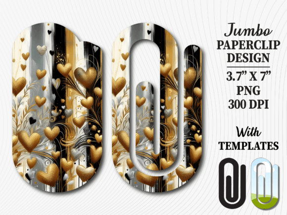 Gold Luxury Heart Jumbo Paperclip Design