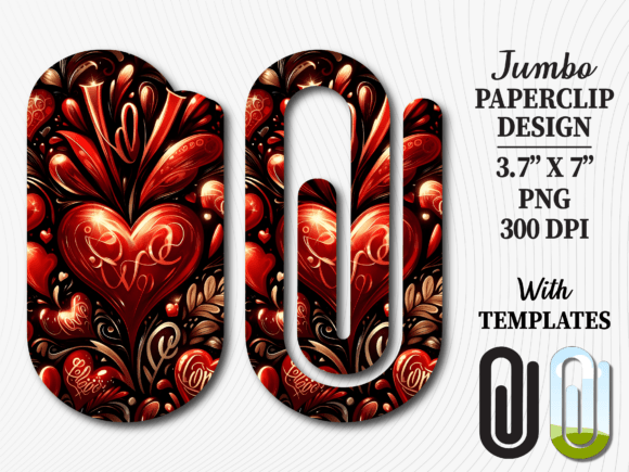 Gothic Red Heart Jumbo Paperclip PNG