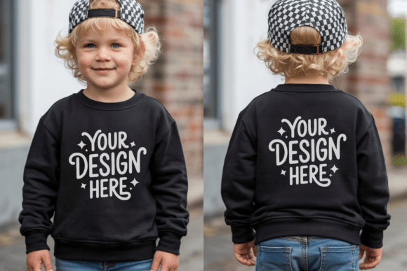 Kids Front and Back Sweatshirt Mockup 10
