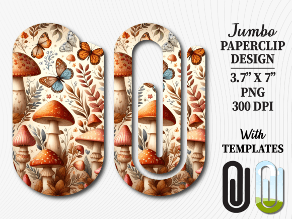 Mushroom Butterfly Jumbo Paperclip PNG for Modern Design