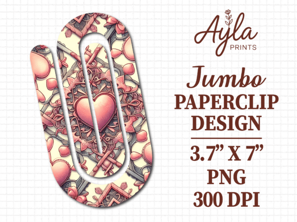 Ornate Heart Pattern Jumbo Paperclip: A Versatile Digital Asset for Creators and Educators
