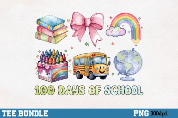 Rainbow Pencil 100 Days of School PNG