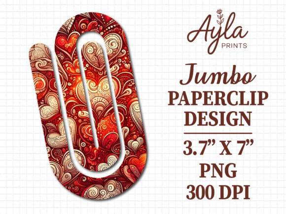 Red Floral Hearts Jumbo Paperclip Design: A Versatile Digital Asset for Creators and Educators