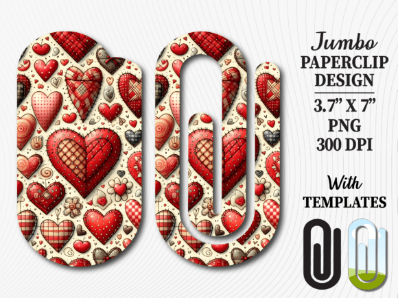Red Hearts Valentine Day Jumbo Paperclip