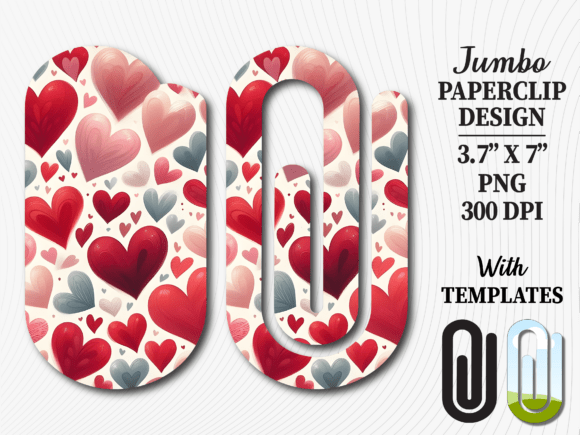 Red White Love Heart Jumbo Paperclip: A Versatile Digital Design for Creative Projects