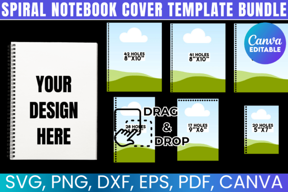 Spiral Notebook Cover Template Bundle for Custom Designs