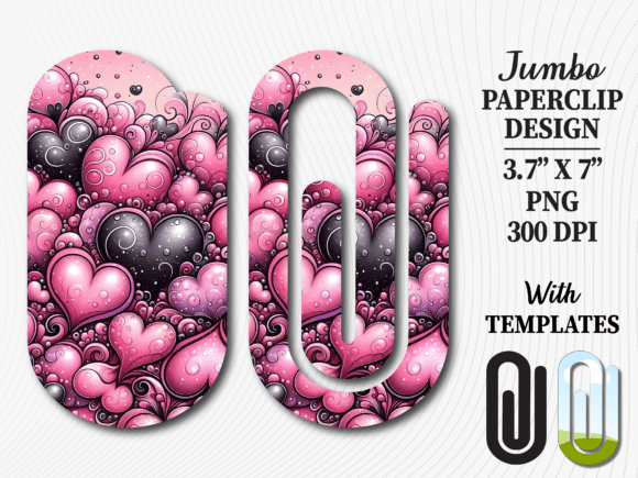 Transform Your Creativity with the Pink Black Heart Jumbo Paperclip Sublimation Design