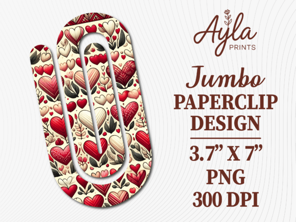 Valentine Heart Pattern Jumbo Paperclip