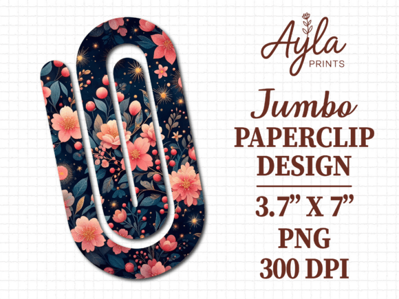 Valentines Day Floral Jumbo Paperclip Design