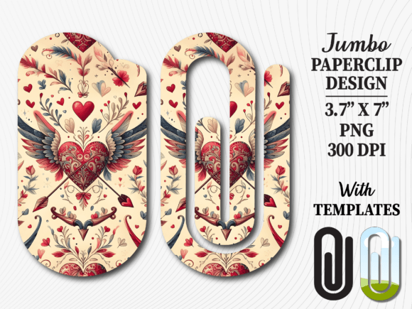 Winged Heart Tattoo Jumbo Paperclip Design